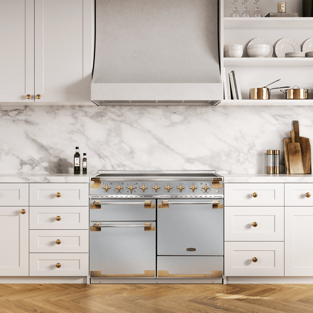 Rangemaster Elise Luxe 110cm Induction Range Cooker With Antique Brass Trim /AB ELS110EISS/AB - Stainless Steel Rangemaster Elise Luxe 110cm Induction Range Cooker With Antique Brass Trim /AB ELS110EISS/AB - Stainless Steel