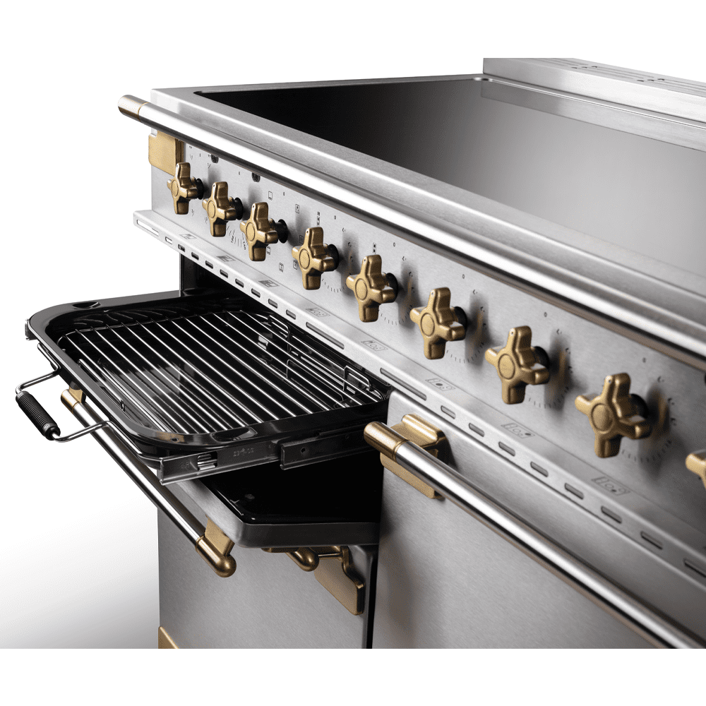 Rangemaster Elise Luxe 110cm Induction Range Cooker With Antique Brass Trim /AB ELS110EISS/AB - Stainless Steel Rangemaster Elise Luxe 110cm Induction Range Cooker With Antique Brass Trim /AB ELS110EISS/AB - Stainless Steel