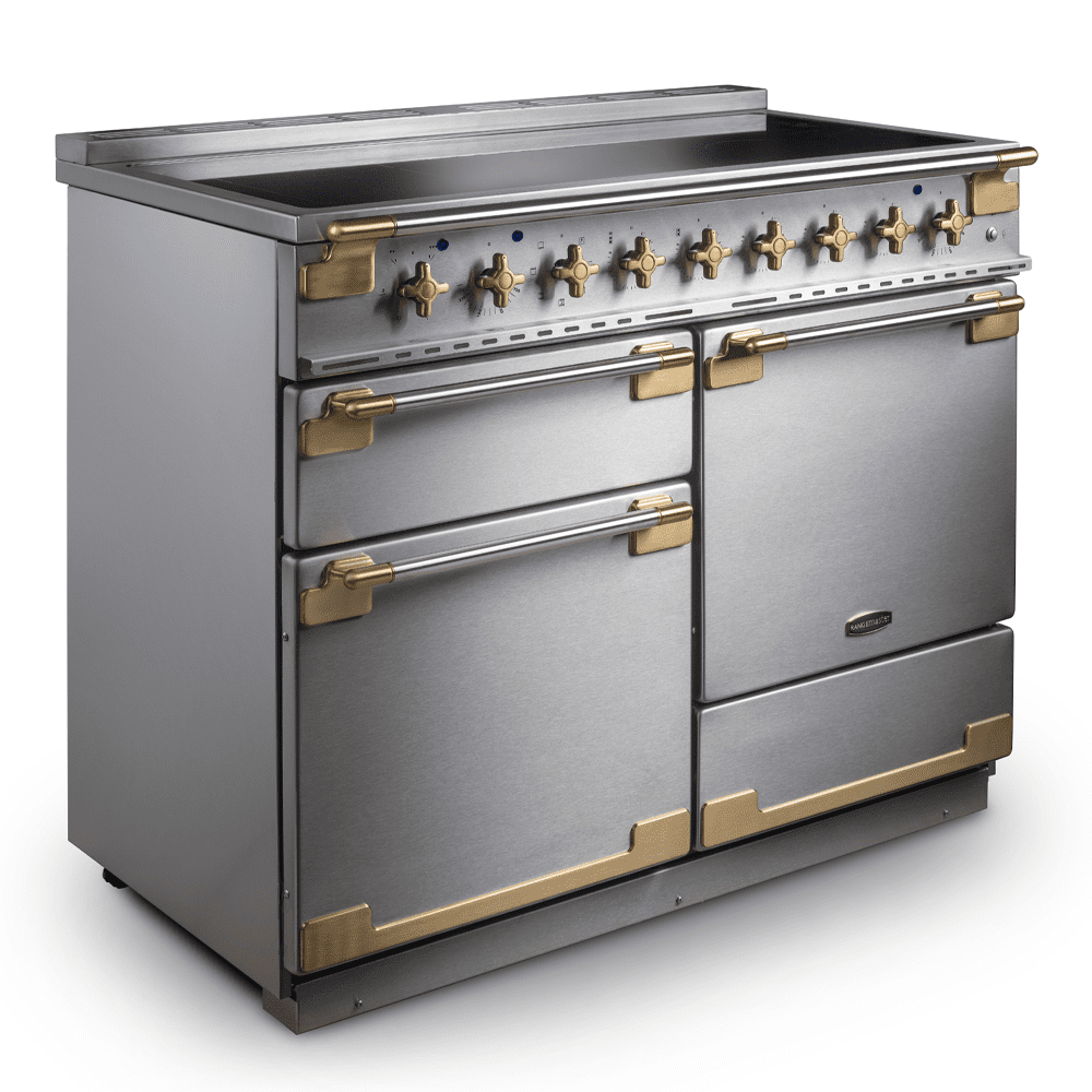 Rangemaster Elise Luxe 110cm Induction Range Cooker With Antique Brass Trim /AB ELS110EISS/AB - Stainless Steel Rangemaster Elise Luxe 110cm Induction Range Cooker With Antique Brass Trim /AB ELS110EISS/AB - Stainless Steel