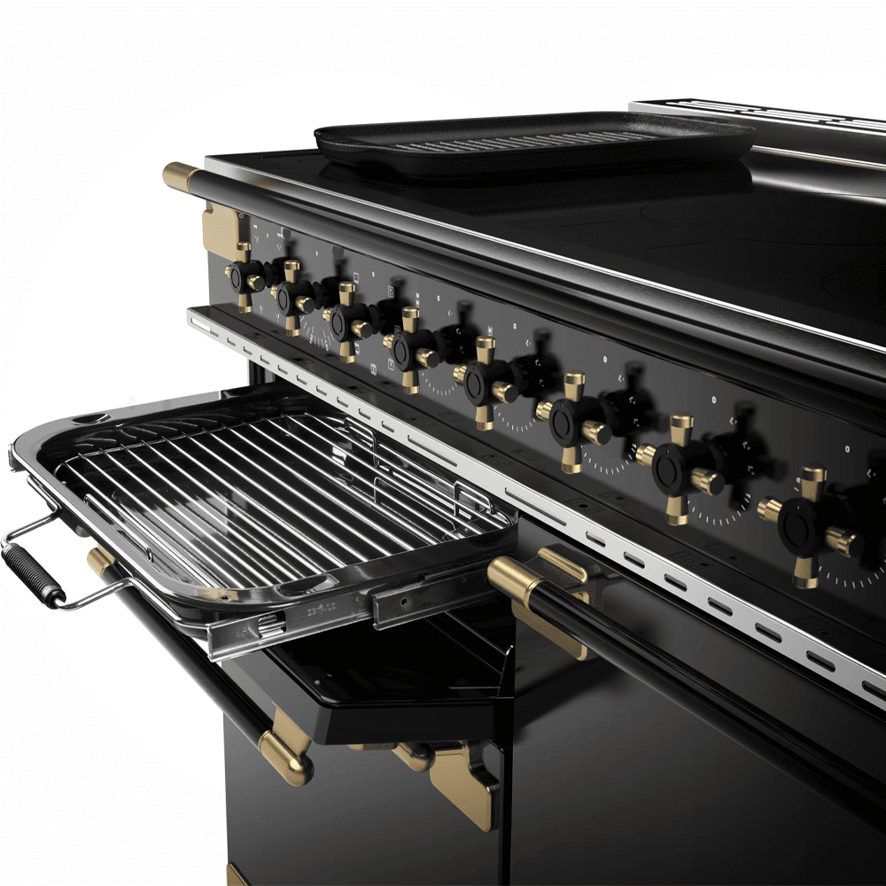 Rangemaster Elise Luxe 90cm Black Edition Induction Range Cooker With Antique Brass Trim ELS90EIGB/BE - Black Rangemaster Elise Luxe 90cm Black Edition Induction Range Cooker With Antique Brass Trim ELS90EIGB/BE - Black