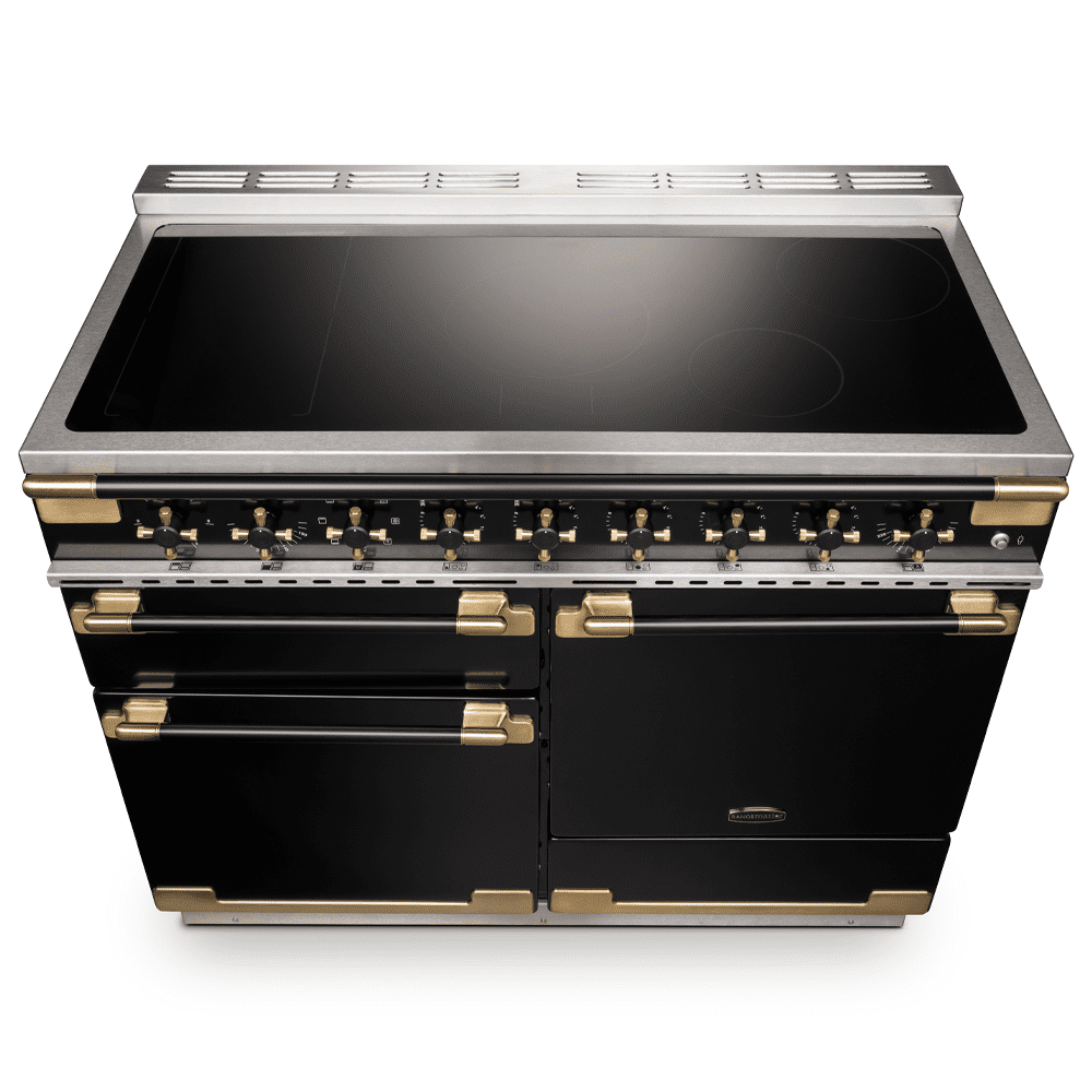 Rangemaster Elise Luxe 110cm Black Edition Induction Range Cooker With Antique Brass Trim ELS110EIGB/BE - Black Rangemaster Elise Luxe 110cm Black Edition Induction Range Cooker With Antique Brass Trim ELS110EIGB/BE - Black