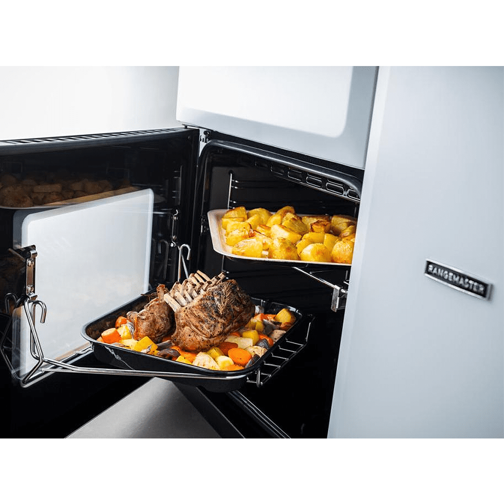Rangemaster Estel Deluxe 90cm Dual Fuel Range Cooker With Chrome Trim 14982 ESDL90DFPPPK/CM1 - Pale Pink Rangemaster Estel Deluxe 90cm Dual Fuel Range Cooker With Chrome Trim 14982 ESDL90DFPPPK/CM1 - Pale Pink