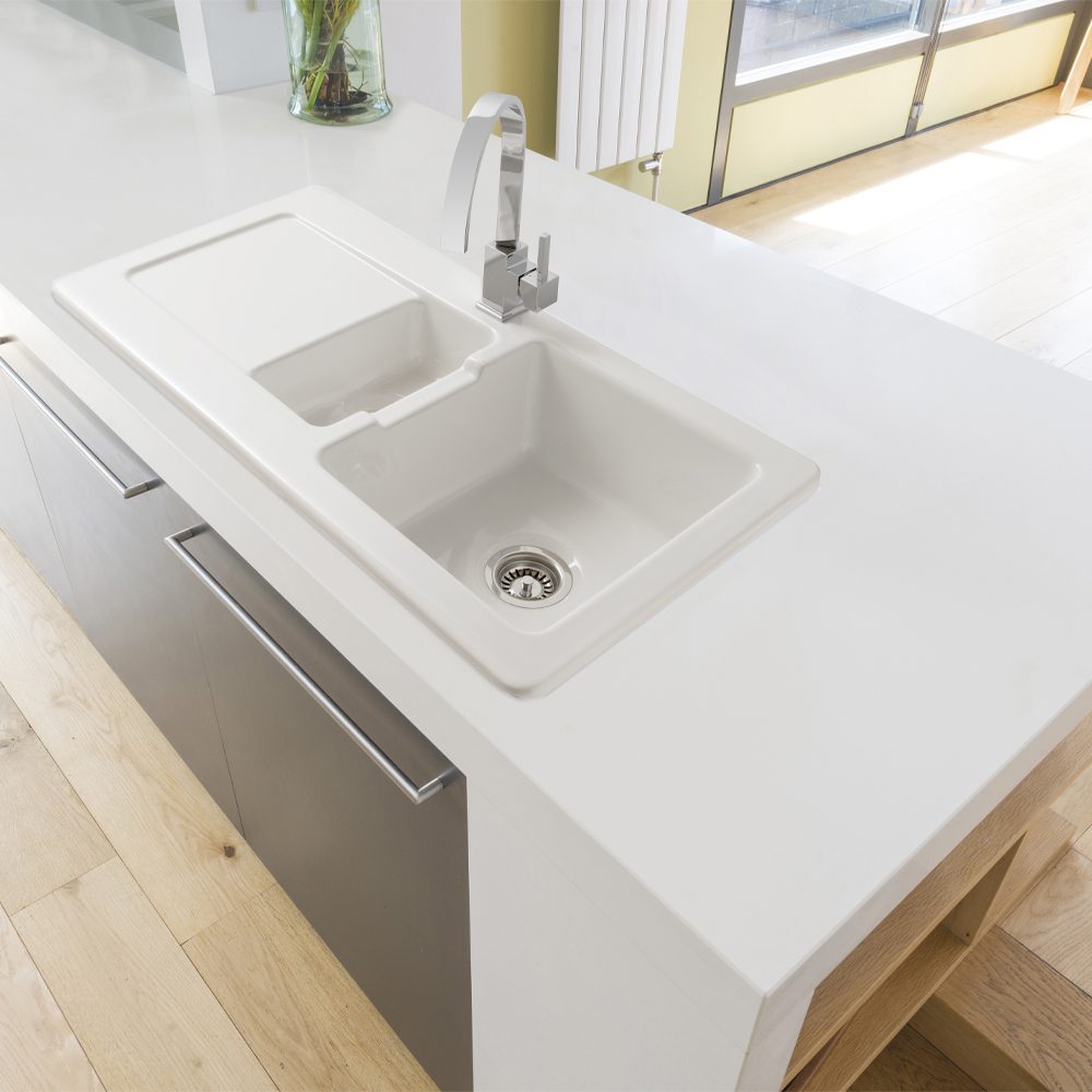 Caple Foxboro 150 1.5 Bowl Inset Sink Reversible Drainer FOX150 - White Caple Foxboro 150 1.5 Bowl Inset Sink Reversible Drainer FOX150 - White