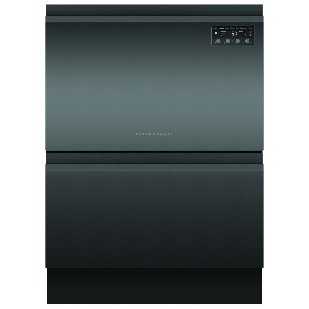 Fisher Paykel  Double DishDrawer With Recessed Handles DD60D2HNB9 - Black Steel