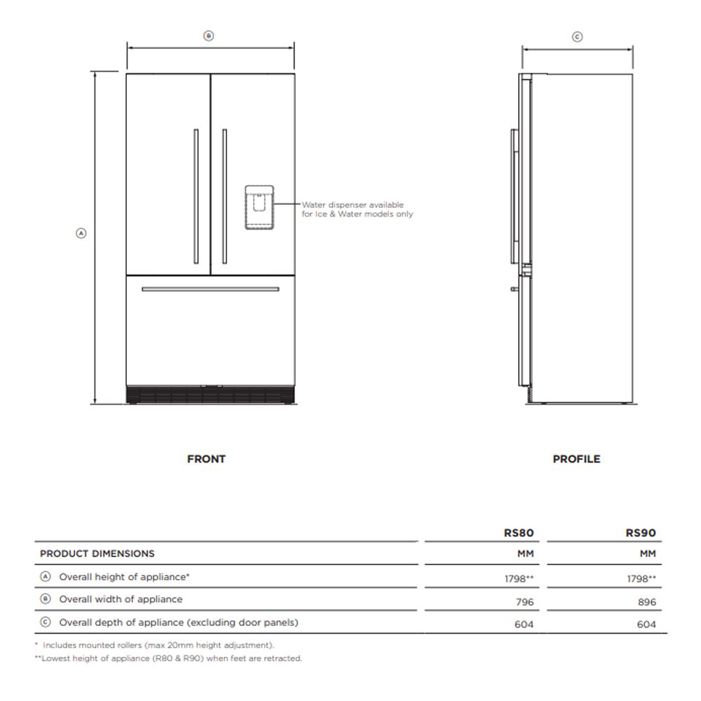 Fisher Paykel 80cm Integrated French Style Fridge Freezer Non Ice & Water RS80A3 Fisher Paykel 80cm Integrated French Style Fridge Freezer Non Ice & Water RS80A3