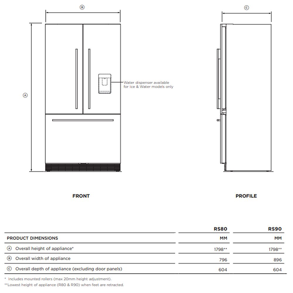 Fisher Paykel 80cm Integrated French Style Fridge Freezer Ice & Water RS80AU3 Fisher Paykel 80cm Integrated French Style Fridge Freezer Ice & Water RS80AU3