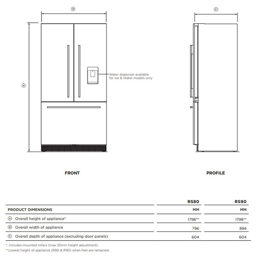 Fisher Paykel 90cm Integrated French Style Fridge Freezer With Ice & Water RS90AU3 Fisher Paykel 90cm Integrated French Style Fridge Freezer With Ice & Water RS90AU3