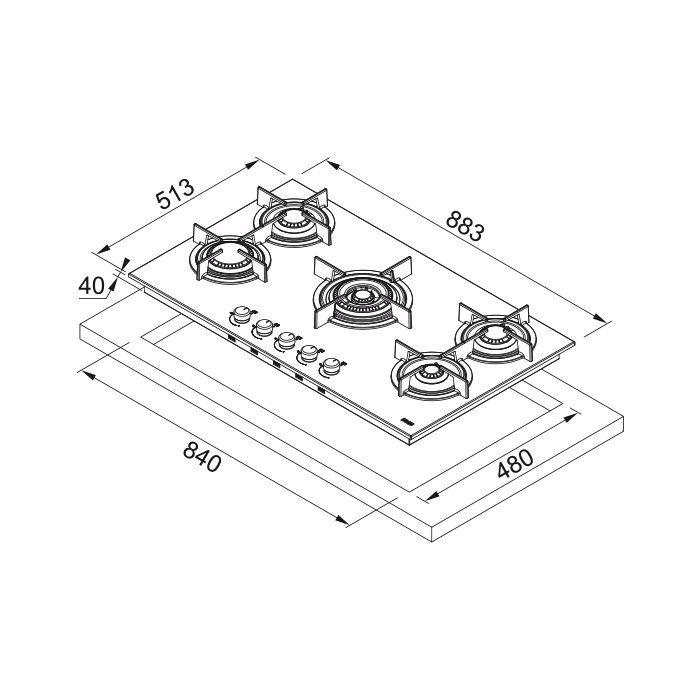 Franke Mythos 90cm Five Burner Gas Hob 106.0496.077 - STAINLESS STEEL Franke Mythos 90cm Five Burner Gas Hob 106.0496.077 - STAINLESS STEEL