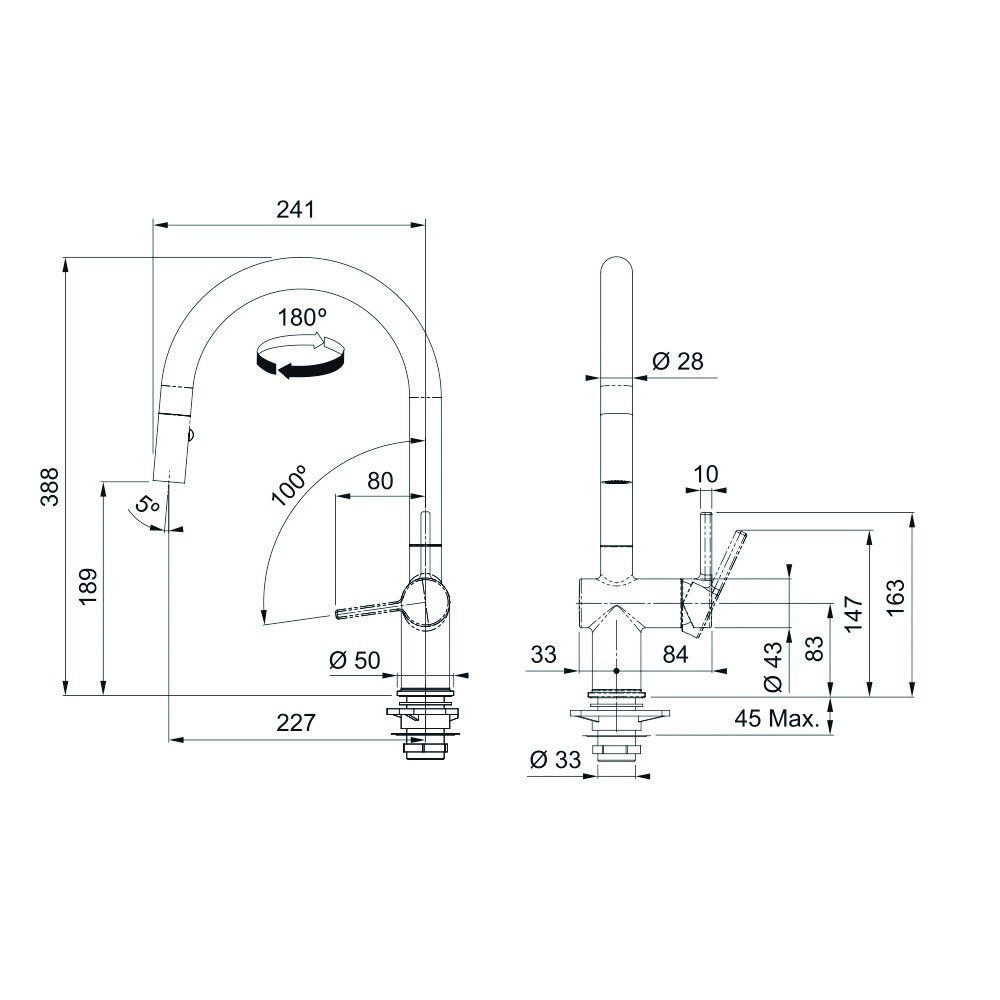 Franke Active J Spout Pull-Out Spray Tap 115.0653.404 - Matte Black Franke Active J Spout Pull-Out Spray Tap 115.0653.404 - Matte Black