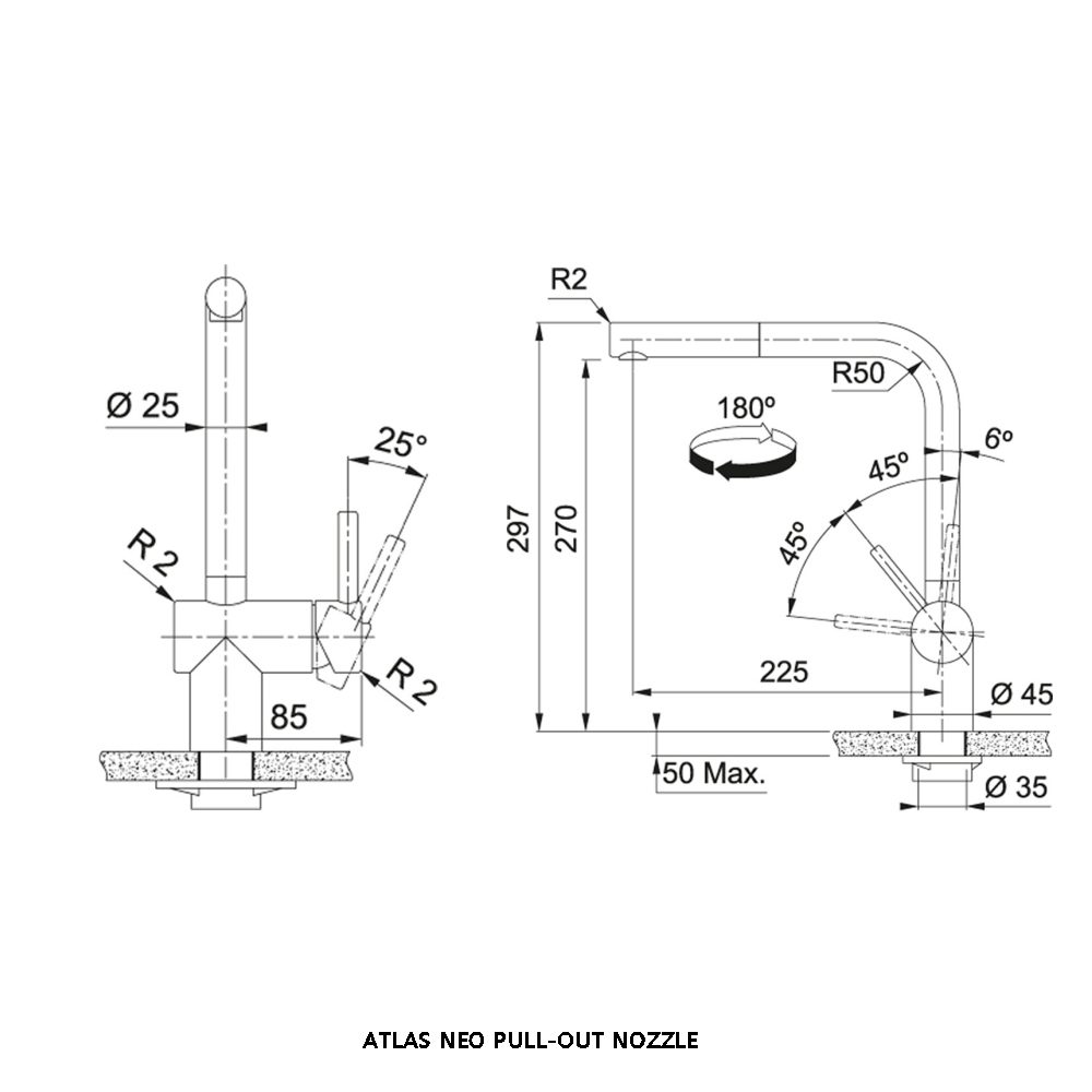 Franke Atlas Neo Pull-Out Nozzle Tap 115.0638.842 - Copper Franke Atlas Neo Pull-Out Nozzle Tap 115.0638.842 - Copper