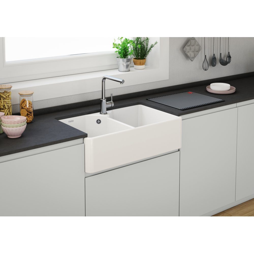 Franke Ceramic Double Bowl Belfast Sink 130.0729.667 - White Franke Ceramic Double Bowl Belfast Sink 130.0729.667 - White