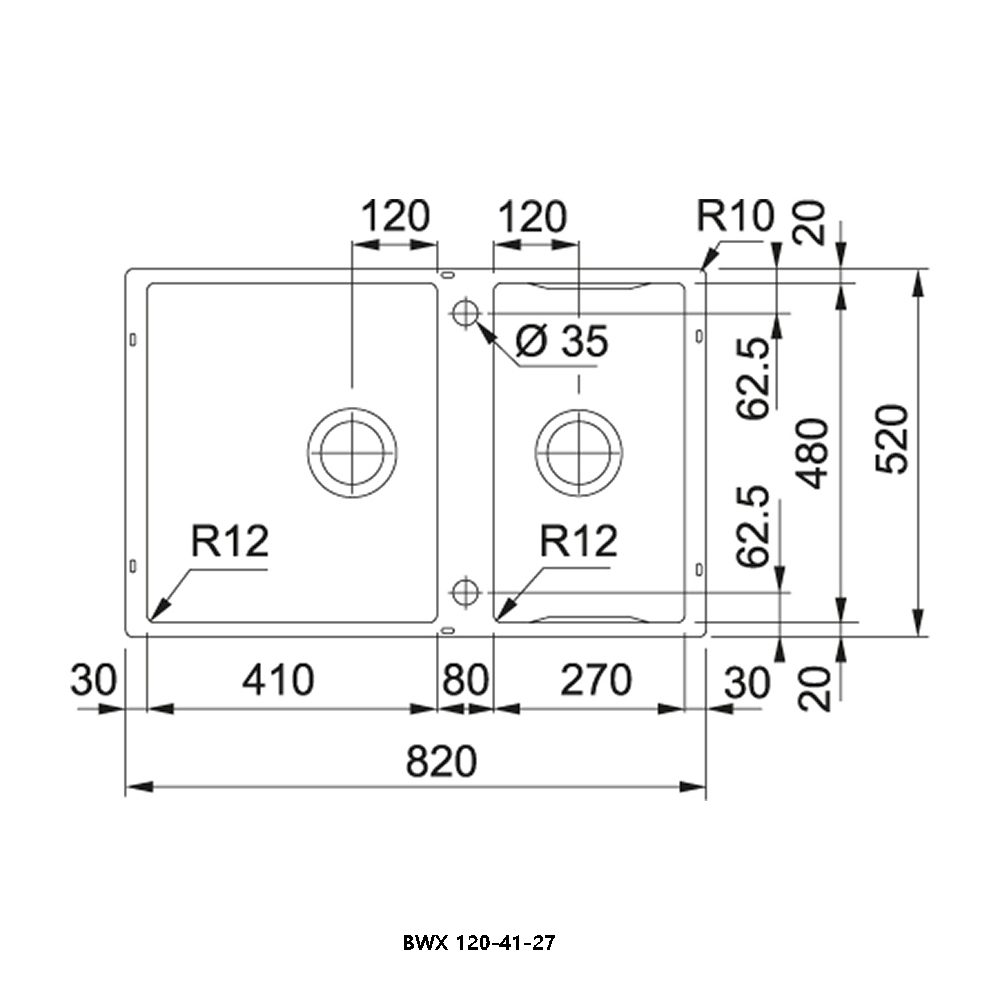 Franke Box Center 1.5 Bowl Undermount Sink 122.0611.737 -Stainless Steel Franke Box Center 1.5 Bowl Undermount Sink 122.0611.737 -Stainless Steel