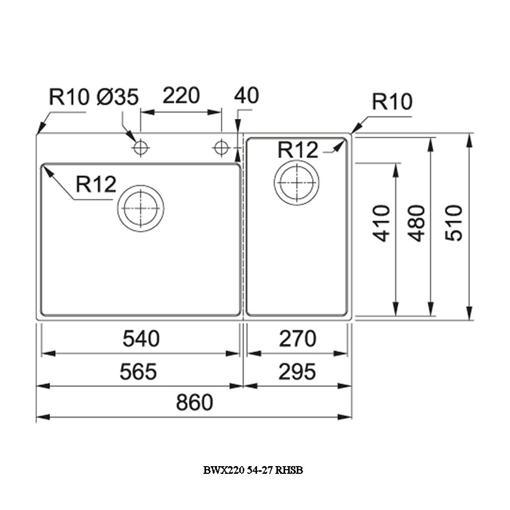 Franke Box Center 1.5 Bowl Sink Right Hand Small Bowl 127.0570.617 - Stainless Steel Franke Box Center 1.5 Bowl Sink Right Hand Small Bowl 127.0570.617 - Stainless Steel