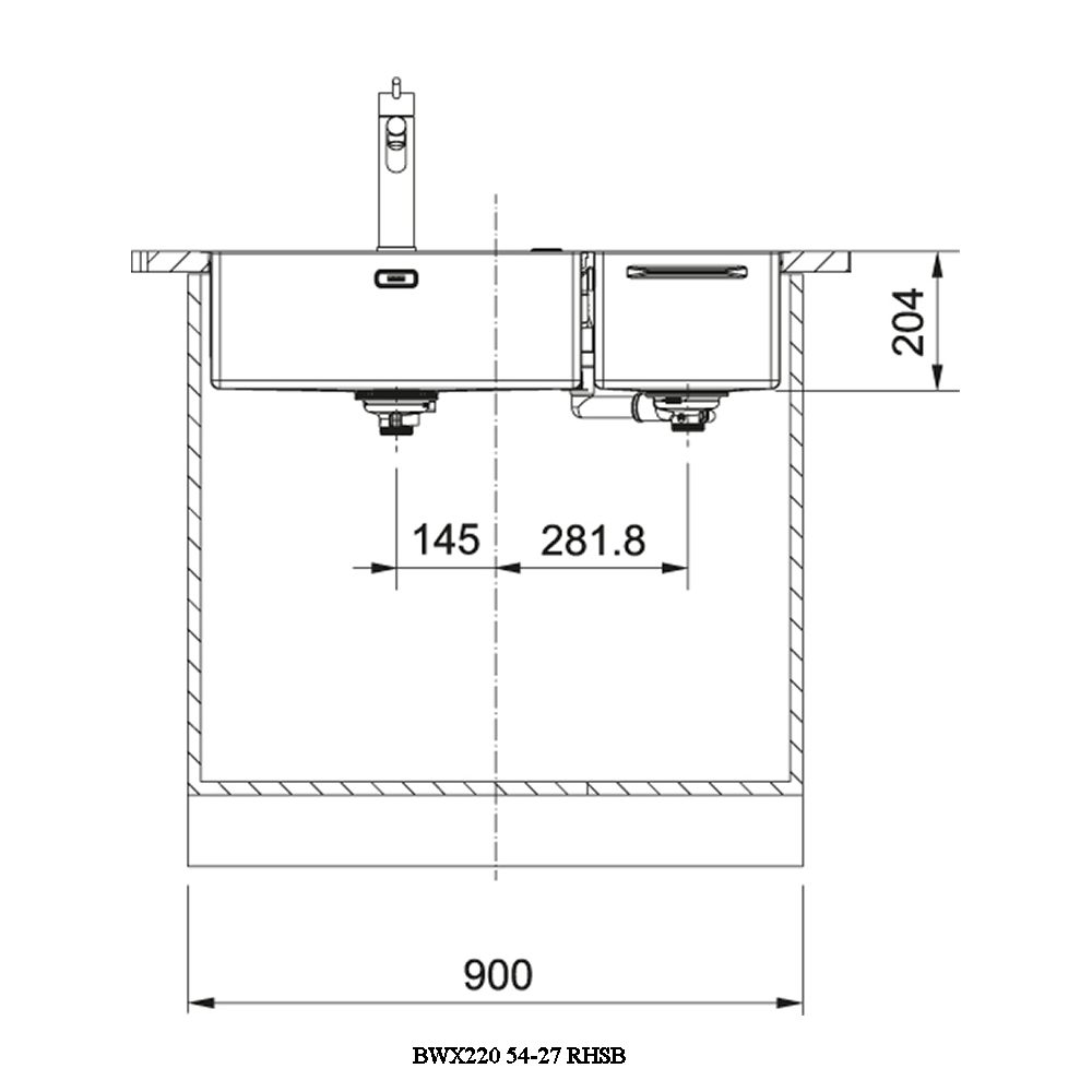 Franke Box Center 1.5 Bowl Sink Right Hand Small Bowl 127.0570.617 - Stainless Steel Franke Box Center 1.5 Bowl Sink Right Hand Small Bowl 127.0570.617 - Stainless Steel
