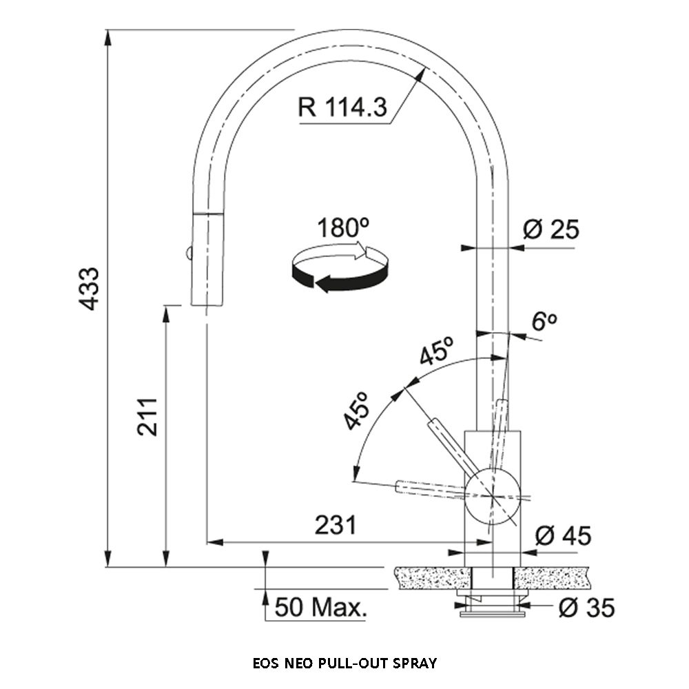 Franke Eos Neo Pull-Out Spray Tap 115.0638.865 - Anthracite Franke Eos Neo Pull-Out Spray Tap 115.0638.865 - Anthracite