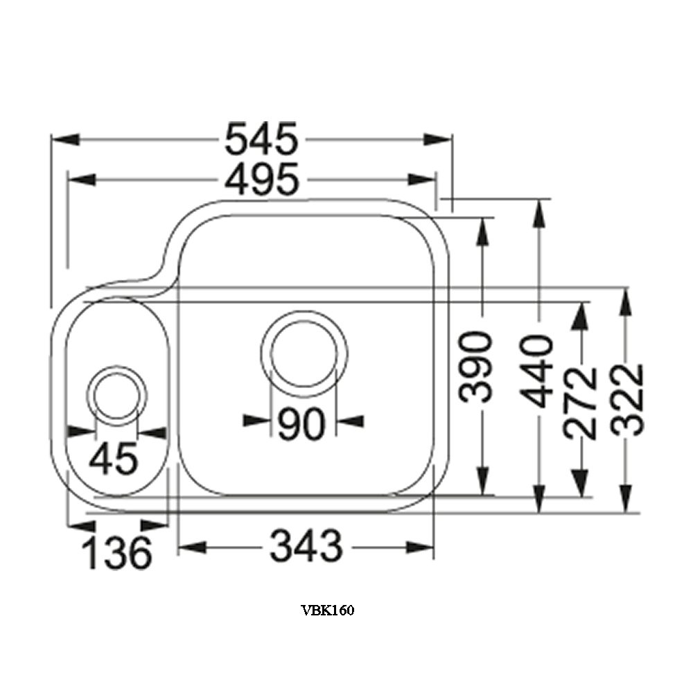 Franke V&B 1.5 Bowl Ceramic Undermount Sink Left Hand Small Bowl 126.0381.814 - White Franke V&B 1.5 Bowl Ceramic Undermount Sink Left Hand Small Bowl 126.0381.814 - White