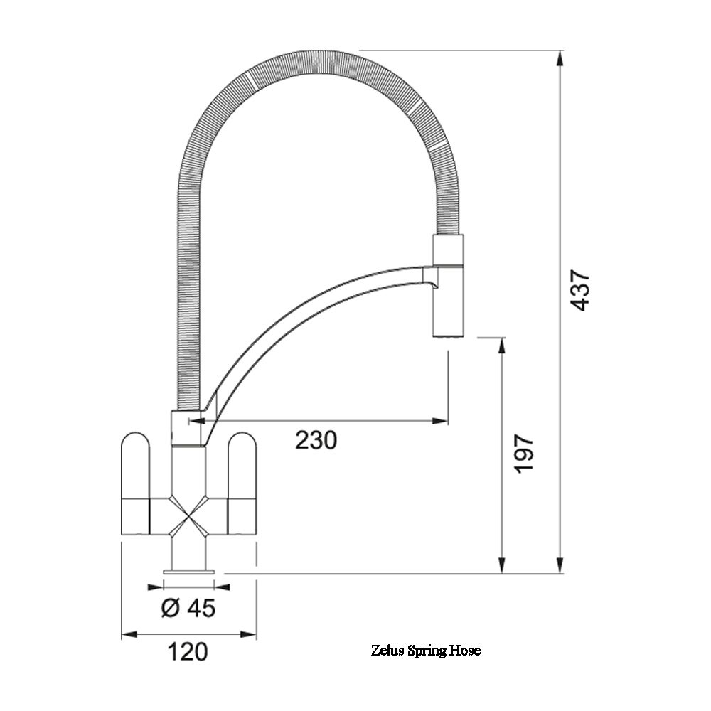Franke Zelus Pull-Out Nozzle Tap With Spring Hose 115.0567.593 - Chrome Franke Zelus Pull-Out Nozzle Tap With Spring Hose 115.0567.593 - Chrome