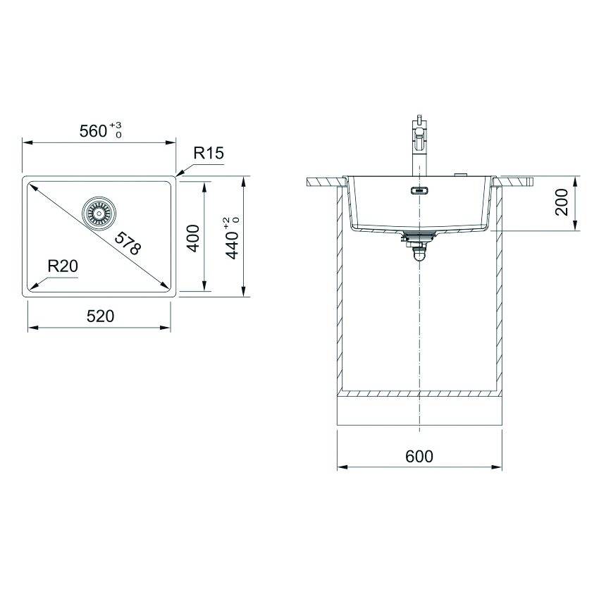 Franke Maris Fragranite Single Bowl Undermount Sink 125.0688.508 - MATTE BLACK - Image 3