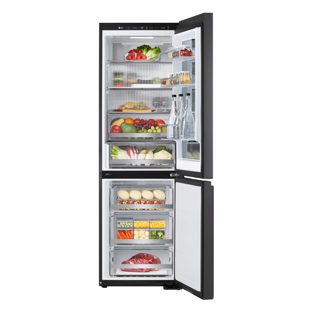 LG 60cm Instaview Frost Free Fridge Freezer GBG5160CEV - Black Steel LG 60cm Instaview Frost Free Fridge Freezer GBG5160CEV - Black Steel