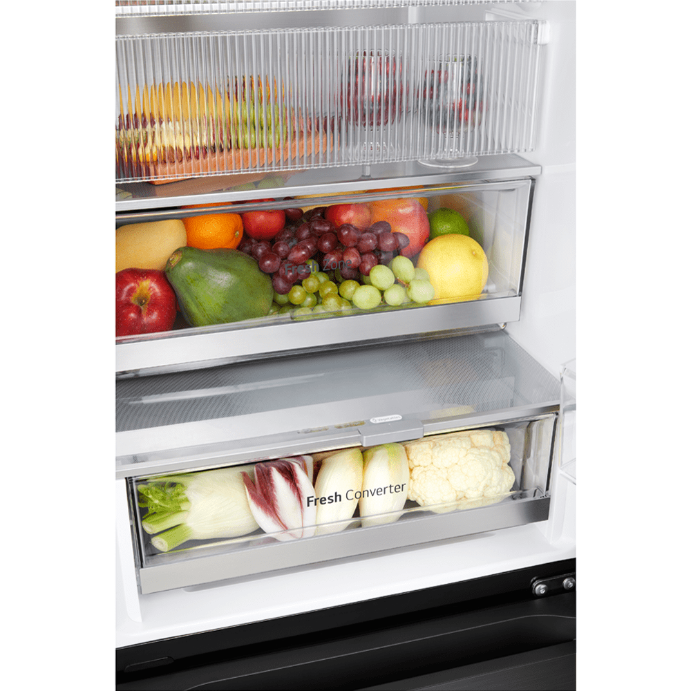 LG 60cm Instaview Frost Free Fridge Freezer GBG5160CEV - Black Steel LG 60cm Instaview Frost Free Fridge Freezer GBG5160CEV - Black Steel