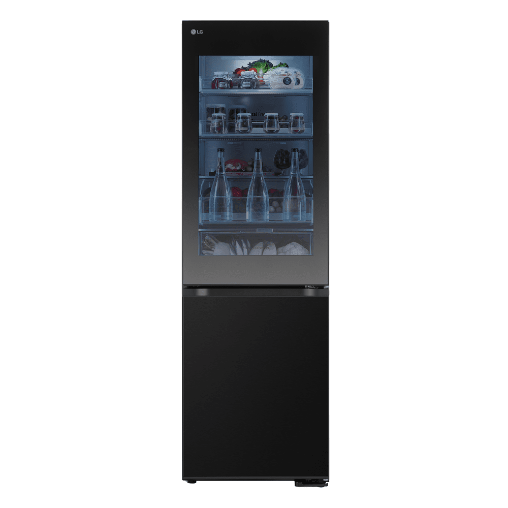 LG  60cm Instaview Frost Free Fridge Freezer GBG5160CEV - Black Steel