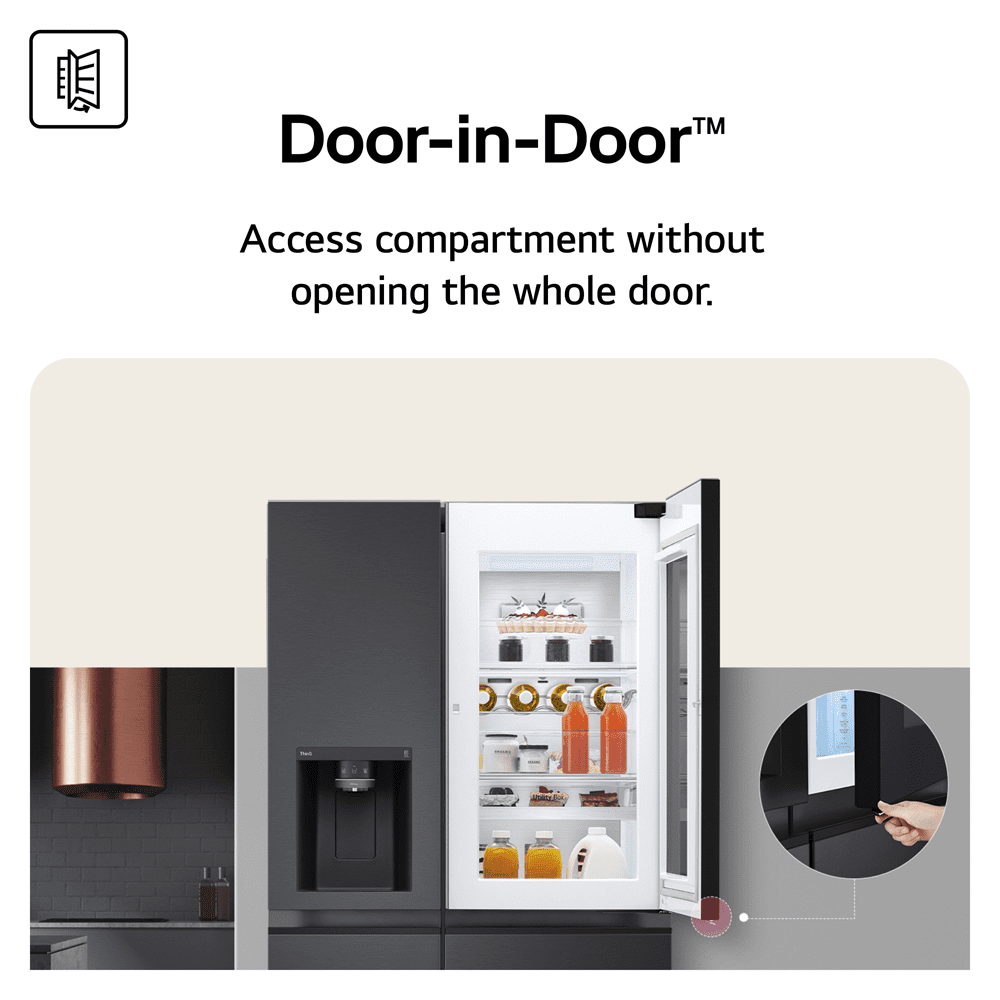 LG Door In Door Instaview American Fridge Freezer With Ice & Water GSXE90EVAD - Black Steel LG Door In Door Instaview American Fridge Freezer With Ice & Water GSXE90EVAD - Black Steel