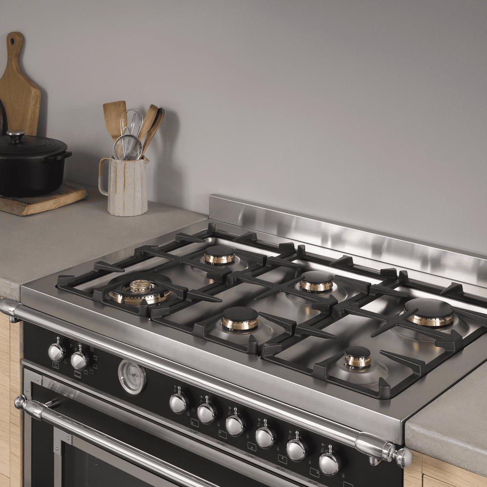 Bertazzoni 90cm Heritage Dual Fuel Range Cooker HER96L1ENET - BLACK Bertazzoni 90cm Heritage Dual Fuel Range Cooker HER96L1ENET - BLACK
