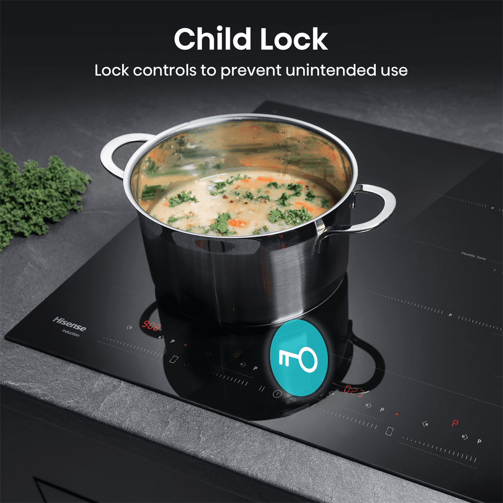 Hisense 60cm 4 Zone Area Flex Induction Hob HI6442BSCE - Black Hisense 60cm 4 Zone Area Flex Induction Hob HI6442BSCE - Black