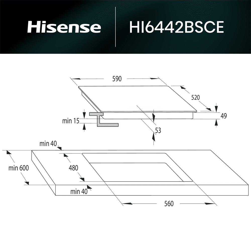 Hisense 60cm 4 Zone Area Flex Induction Hob HI6442BSCE - Black Hisense 60cm 4 Zone Area Flex Induction Hob HI6442BSCE - Black