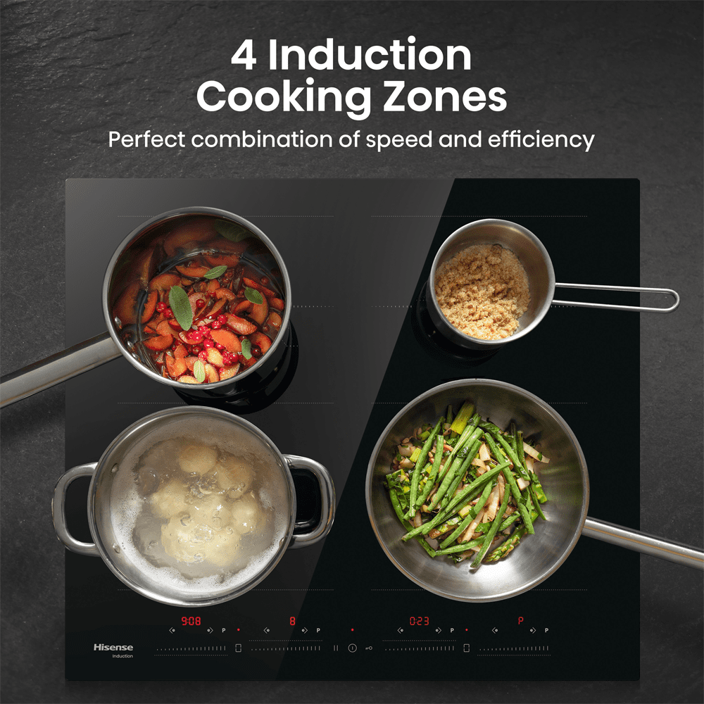 Hisense 60cm 4 Zone Area Flex Induction Hob HI6442BSCE - Black Hisense 60cm 4 Zone Area Flex Induction Hob HI6442BSCE - Black