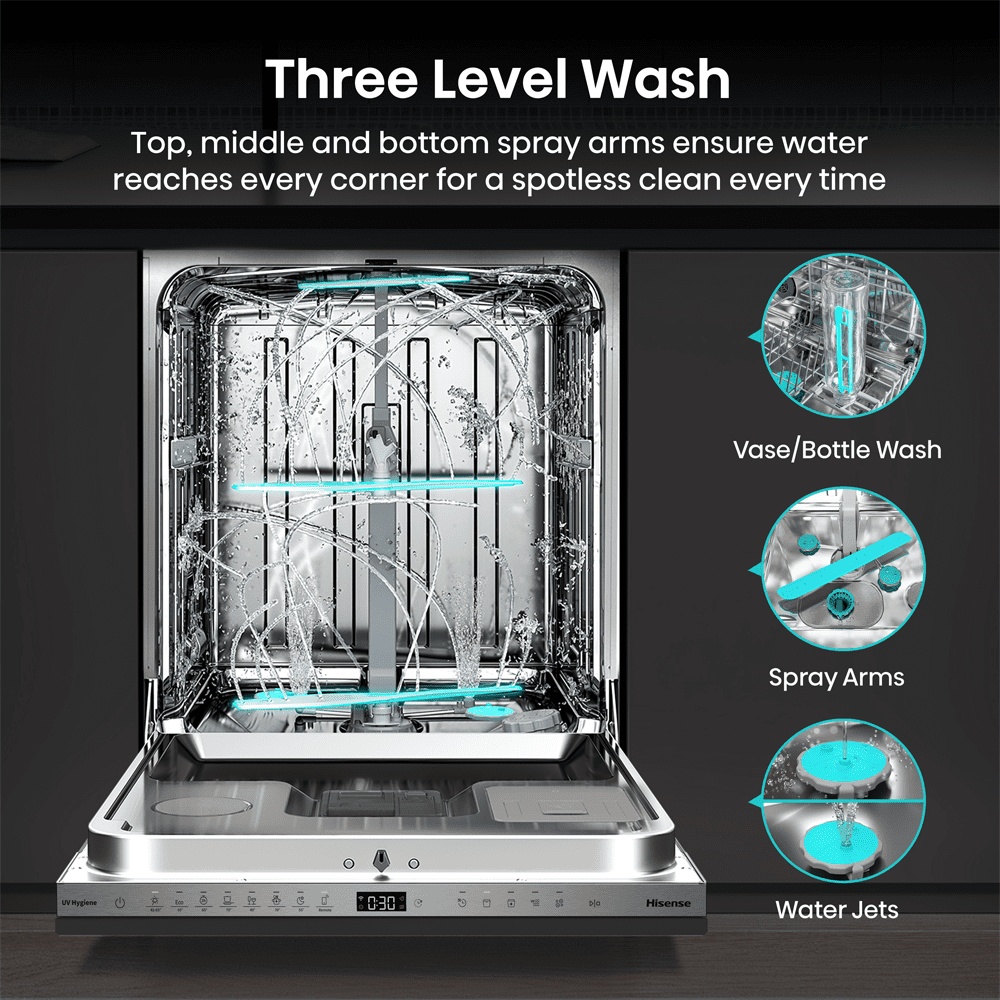 Hisense 60cm Fully Integrated Auto Dose UltraViolet Clean Dishwasher HV693A60UVADUK Hisense 60cm Fully Integrated Auto Dose UltraViolet Clean Dishwasher HV693A60UVADUK