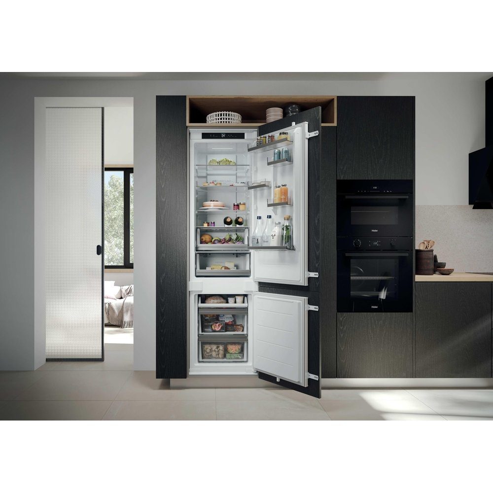 Haier 193cm Integrated 70/30 Frost Free Fridge Freezer HBQW5519EK Haier 193cm Integrated 70/30 Frost Free Fridge Freezer HBQW5519EK