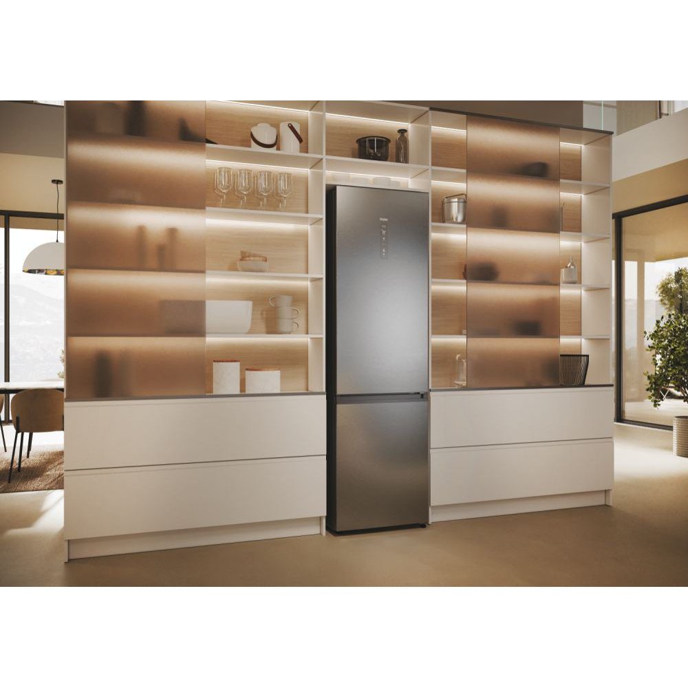 Haier 60cm Series 5 Frost Free Fridge Freezer HDPW5620DNPK - Platinum Inox Haier 60cm Series 5 Frost Free Fridge Freezer HDPW5620DNPK - Platinum Inox