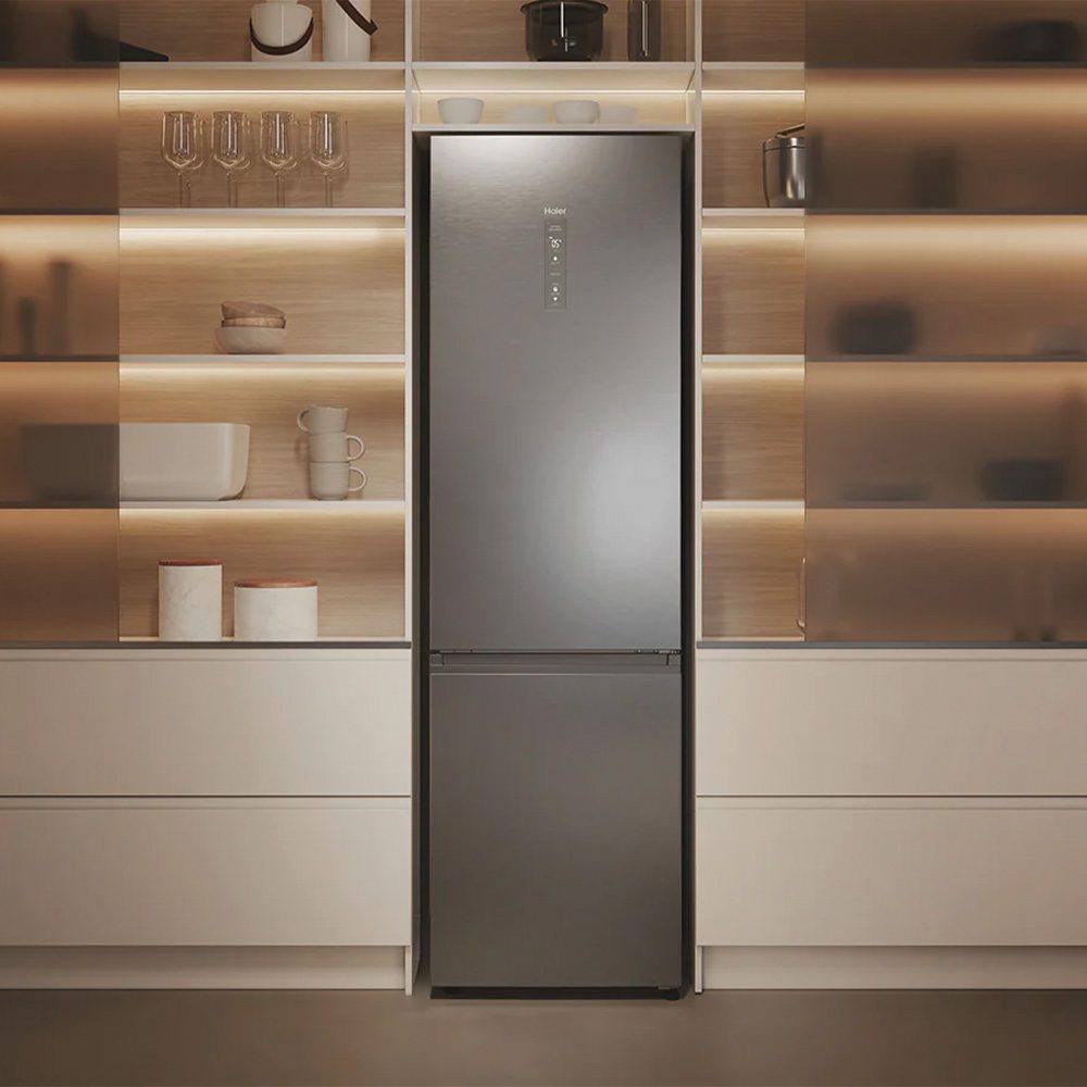 Haier 60cm Series 5 Frost Free Fridge Freezer HDPW5620DNPK - Platinum Inox Haier 60cm Series 5 Frost Free Fridge Freezer HDPW5620DNPK - Platinum Inox
