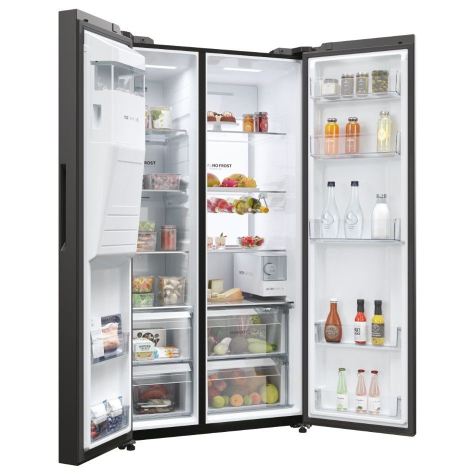Haier Series 7 American Fridge Freezer Ice & Water HSW79F18DIPT - Slate Black Haier Series 7 American Fridge Freezer Ice & Water HSW79F18DIPT - Slate Black