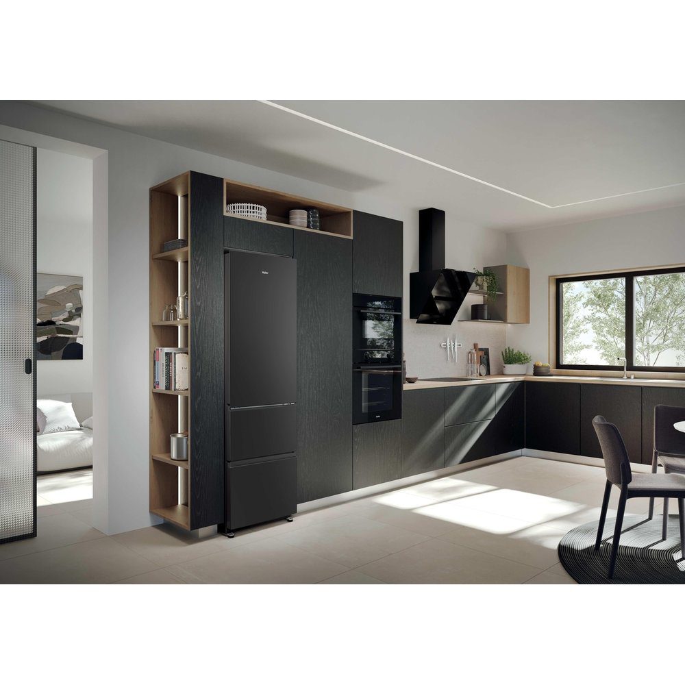 Haier 55cm Frost Free Fridge Freezer HTR3518ENMTK - Black Haier 55cm Frost Free Fridge Freezer HTR3518ENMTK - Black