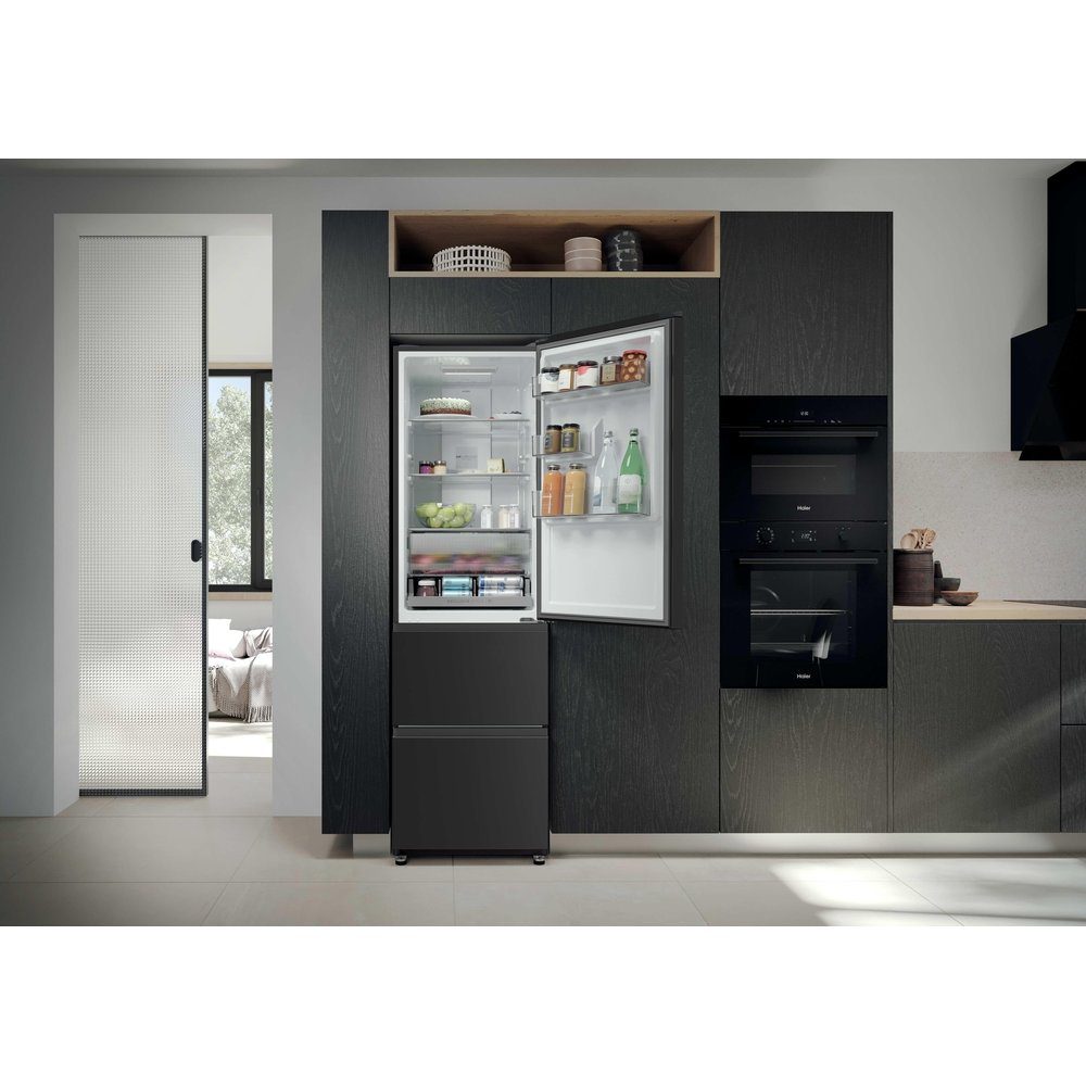 Haier 55cm Frost Free Fridge Freezer HTR3518ENMTK - Black Haier 55cm Frost Free Fridge Freezer HTR3518ENMTK - Black