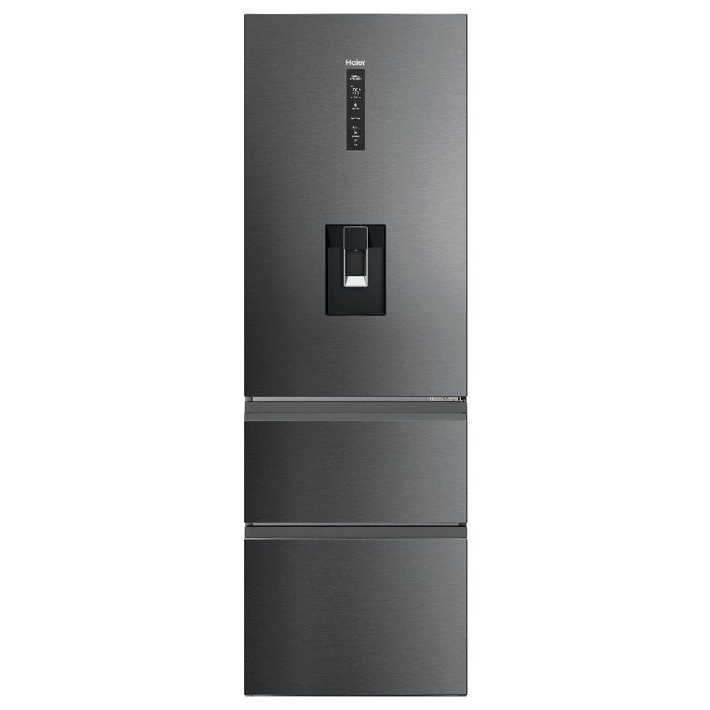 Haier  60cm MyZone Frost Free Fridge Freezer With Water HTW5618EWMP - Platinum Inox