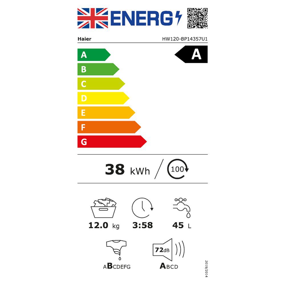 Haier X7 12kg Freestanding Washing Machine 1400rpm HW120-BP14357UUK - White Haier X7 12kg Freestanding Washing Machine 1400rpm HW120-BP14357UUK - White