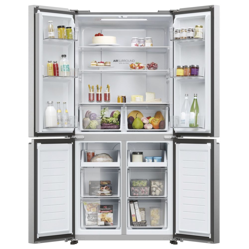 Haier 83cm Four Door French Style Fridge Freezer HCR3818ENMM - Platinum Inox Haier 83cm Four Door French Style Fridge Freezer HCR3818ENMM - Platinum Inox