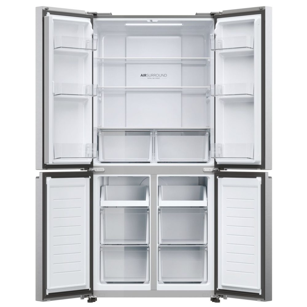 Haier 83cm Four Door French Style Fridge Freezer HCR3818ENMM - Platinum Inox Haier 83cm Four Door French Style Fridge Freezer HCR3818ENMM - Platinum Inox