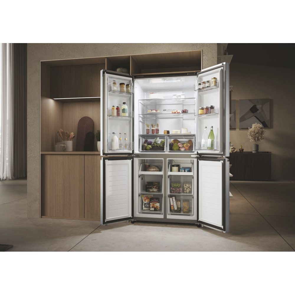 Haier 83cm Four Door French Style Fridge Freezer HCR3818ENMM - Platinum Inox Haier 83cm Four Door French Style Fridge Freezer HCR3818ENMM - Platinum Inox