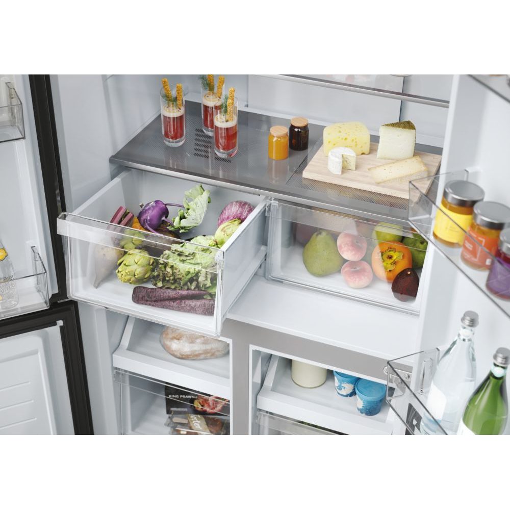 Haier 83cm Four Door French Style Fridge Freezer HCR3818ENMM - Platinum Inox Haier 83cm Four Door French Style Fridge Freezer HCR3818ENMM - Platinum Inox