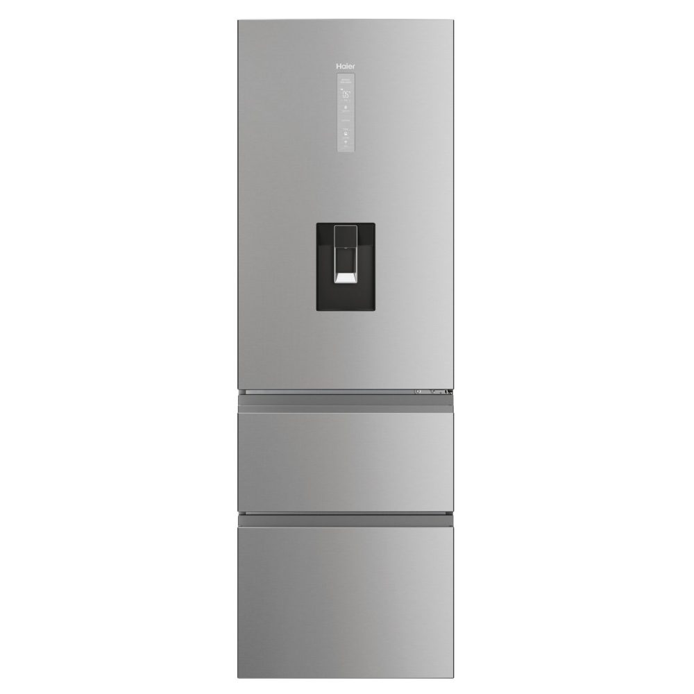 Haier  60cm Series 5 Frost Free Fridge Freezer With Water Dispenser HTW5618DWMG - Stainless Steel