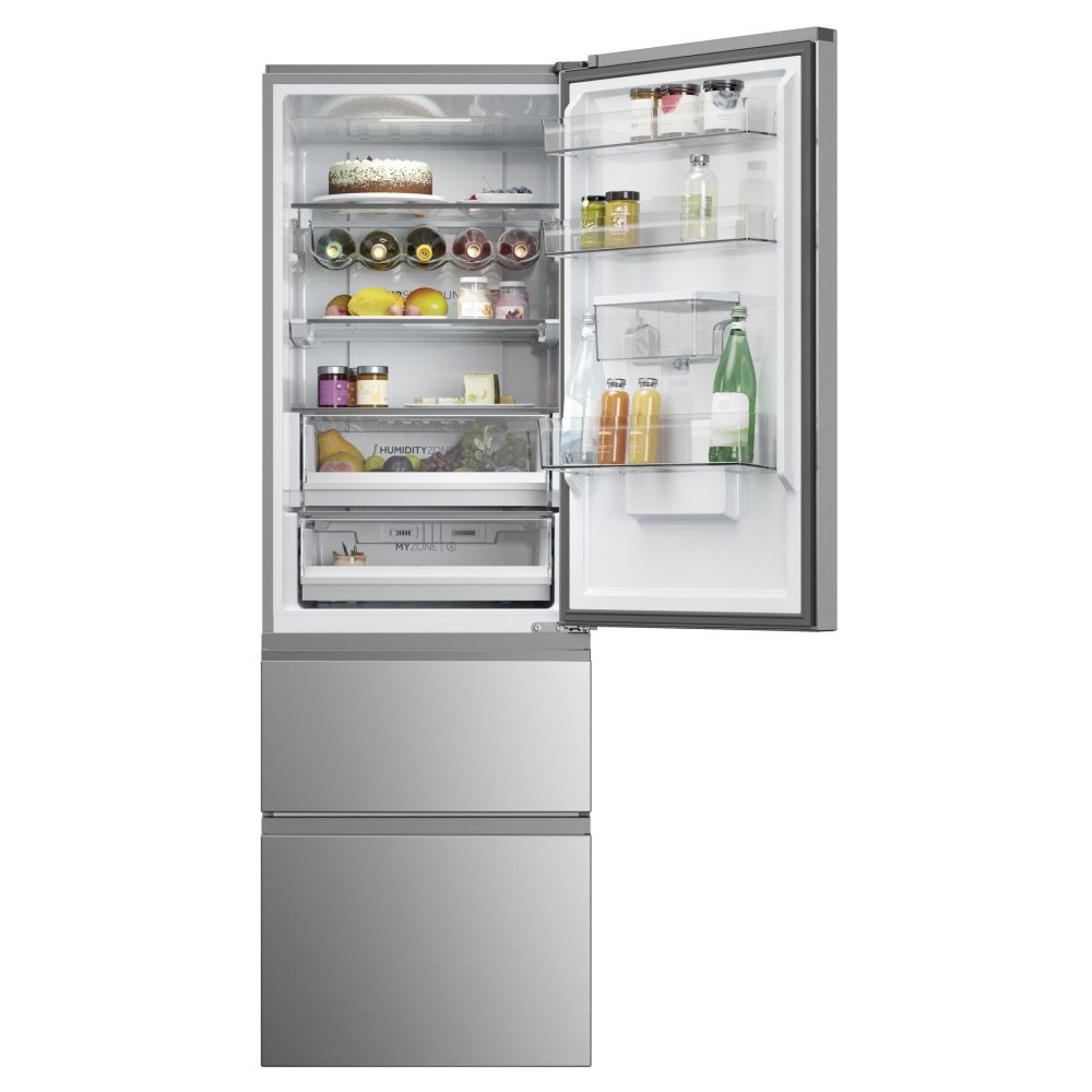 Haier 60cm Series 5 Frost Free Fridge Freezer With Water Dispenser HTW5618DWMG - Stainless Steel Haier 60cm Series 5 Frost Free Fridge Freezer With Water Dispenser HTW5618DWMG - Stainless Steel