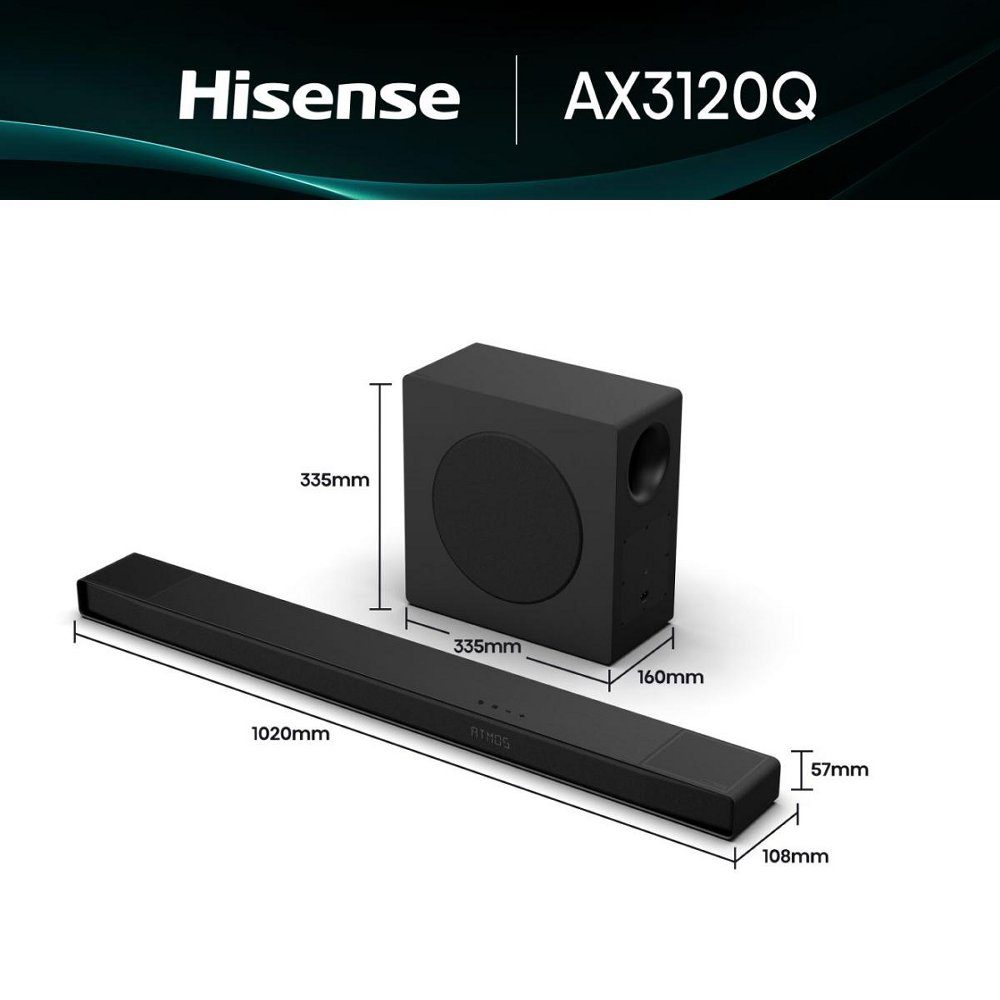 Hisense 2025 AX Series 3.1.2ch Soundbar AX3120Q - BLACK Hisense 2025 AX Series 3.1.2ch Soundbar AX3120Q - BLACK