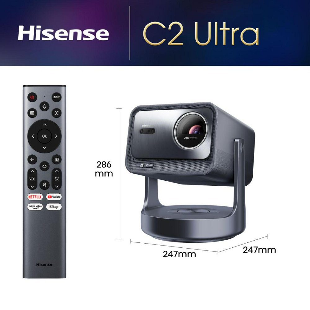 Hisense 2025 4K Ultra HD Smart Mini Projector TV C2TUK-ULTRA - SILVER Hisense 2025 4K Ultra HD Smart Mini Projector TV C2TUK-ULTRA - SILVER