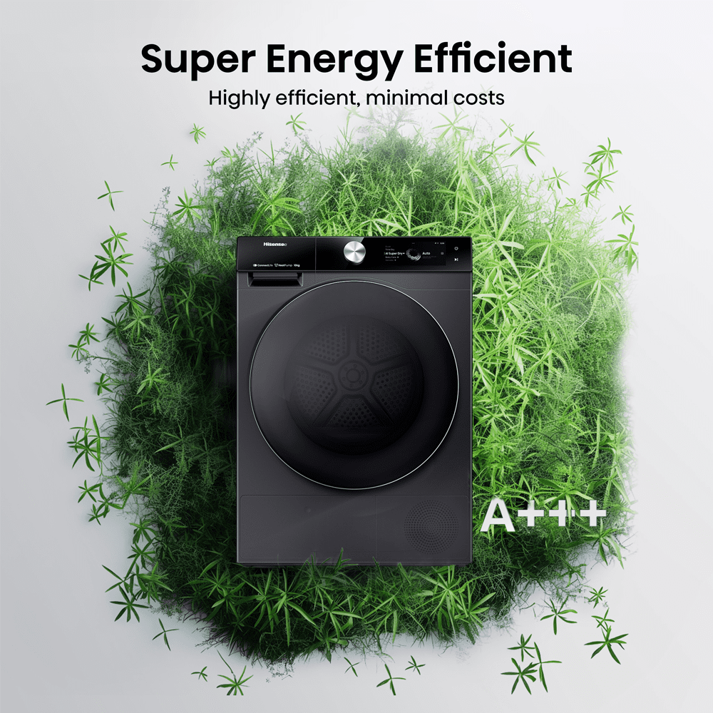 Hisense 7 Series 10kg 7S Series Heat Pump Condenser Tumble Dryer DH7S107BB - Black Hisense 7 Series 10kg 7S Series Heat Pump Condenser Tumble Dryer DH7S107BB - Black