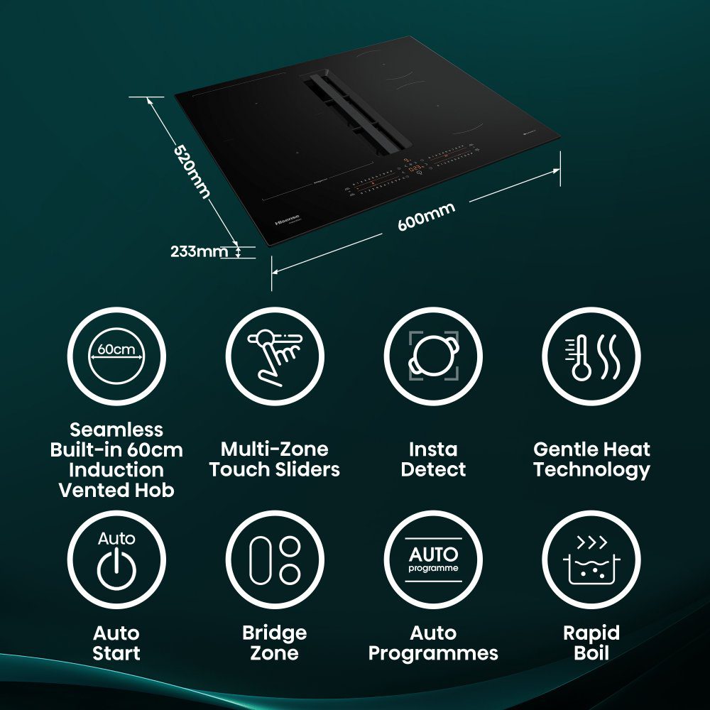 Hisense 60cm Air Venting Induction Hob HEH6432BSCWF - BLACK Hisense 60cm Air Venting Induction Hob HEH6432BSCWF - BLACK