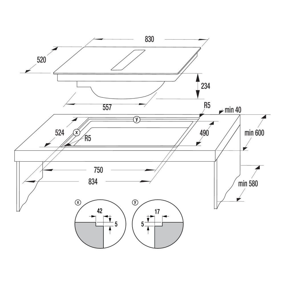 Hisense 83cm Air Venting Induction Hob HEH8432BSCWF - Black Hisense 83cm Air Venting Induction Hob HEH8432BSCWF - Black